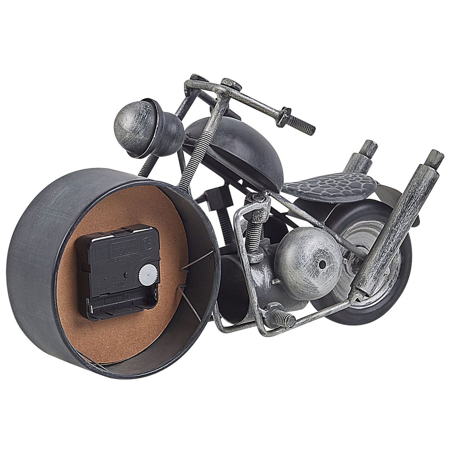 Motorcycle Shape Table Clock Vintage Black Silver