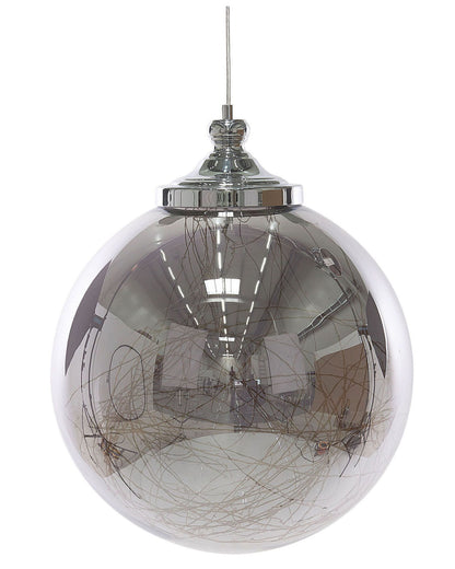 Pendant Lamp Globe Glass With Silver Elements Modern Design Home Lighting