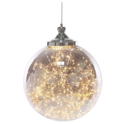 Pendant Lamp Globe Glass With Silver Elements Modern Design Home Lighting