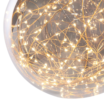 Pendant Lamp Globe Glass With Silver Elements Modern Design Home Lighting