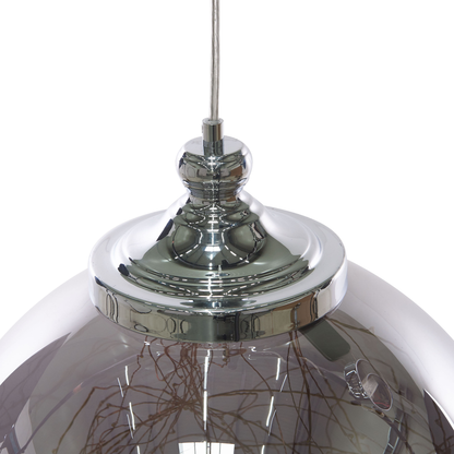 Pendant Lamp Globe Glass With Silver Elements Modern Design Home Lighting