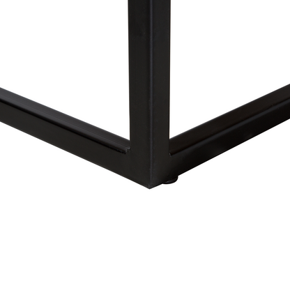 Coffee Table Black Iron Base Teak Top 100 x 60cm