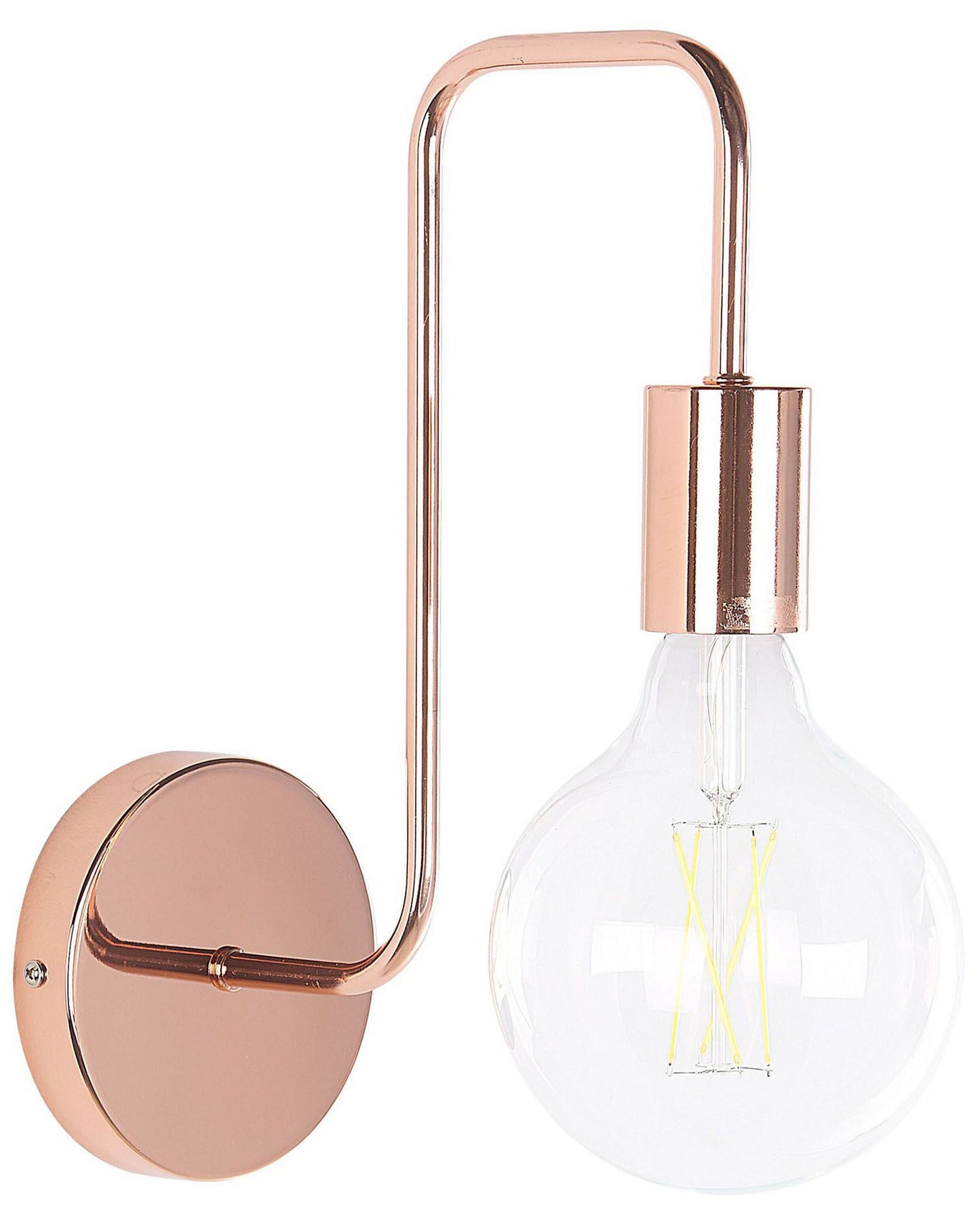 Industrial Wall Lamp Copper Metal Sconce With Gloss Finish And Exposed Bulb