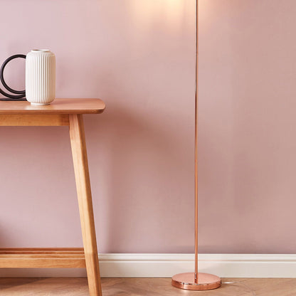 Floor Lamp Industrial Copper Gloss Finish Exposed Bulb