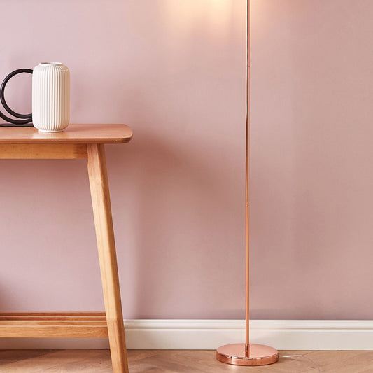 Floor Lamp Industrial Copper Gloss Finish Exposed Bulb