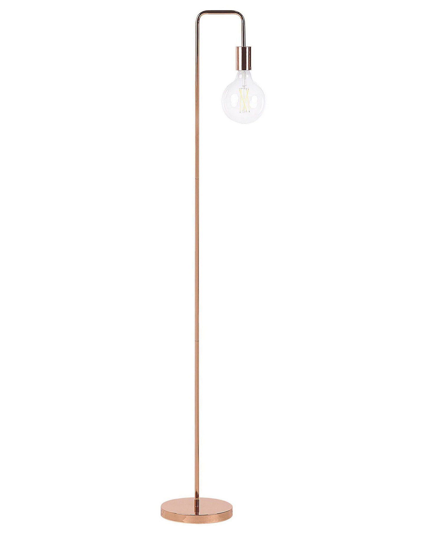 Floor Lamp Industrial Copper Gloss Finish Exposed Bulb