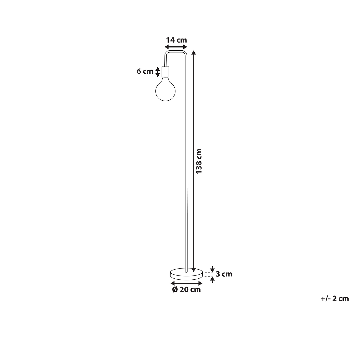 Floor Lamp Industrial Copper Gloss Finish Exposed Bulb