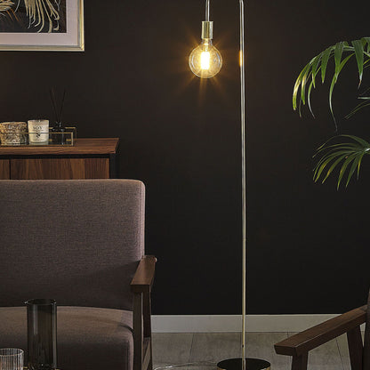 Floor Lamp Gold Metal Gloss Finish Exposed Bulb