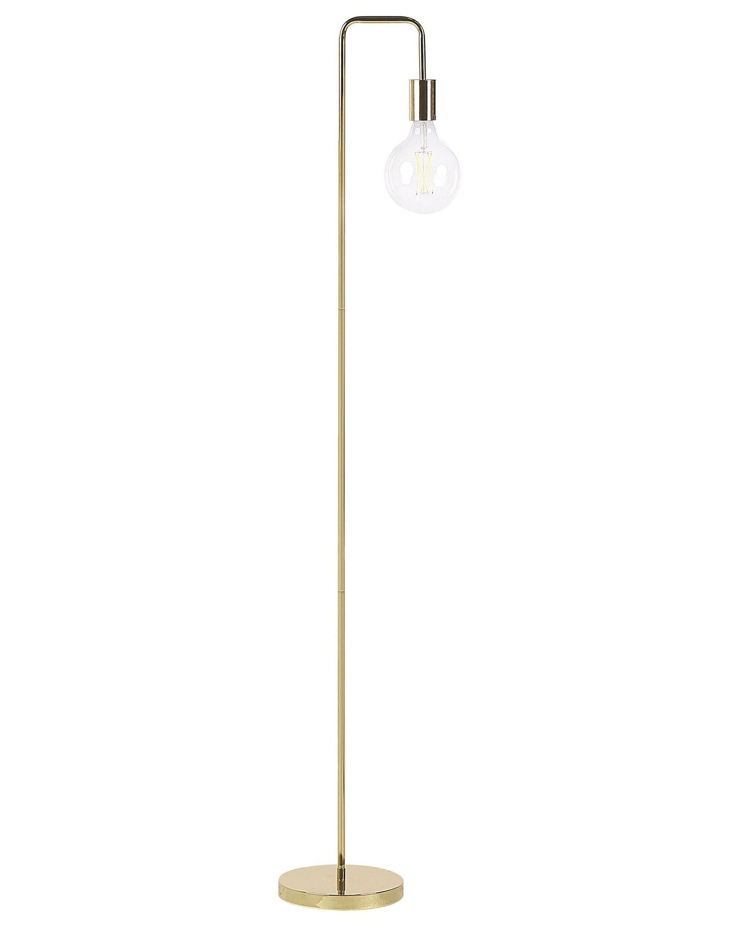 Floor Lamp Gold Metal Gloss Finish Exposed Bulb