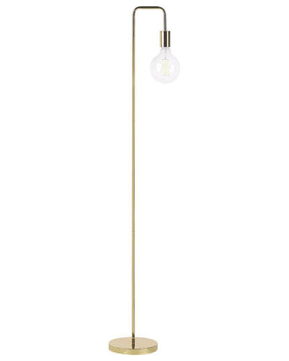 Floor Lamp Gold Metal Gloss Finish Exposed Bulb
