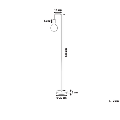 Floor Lamp Gold Metal Gloss Finish Exposed Bulb