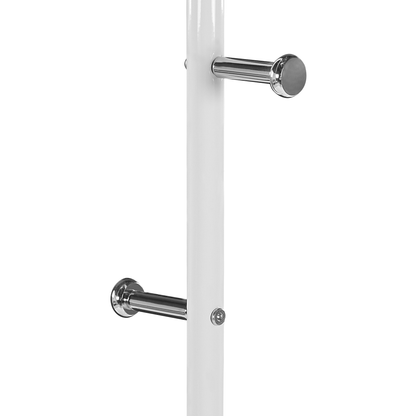 Nexa Living White Metal Freestanding Clothes Rail 175 x 50cm With Four Hooks And Accessories Storage