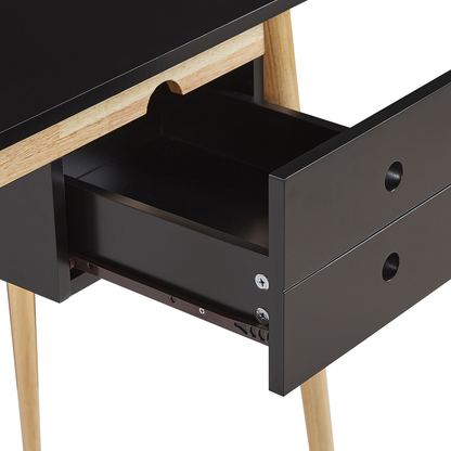 NovaHome Retro Two Tone Desk Black MDF With Drawer 106x48 Cm Ideal For Small Spaces