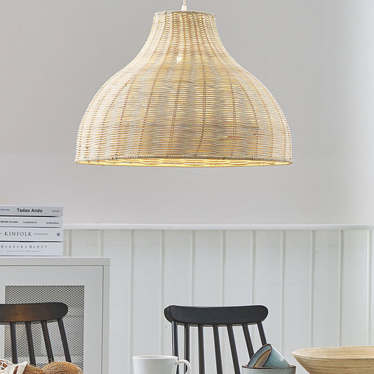 Pendant Ceiling Lamp Natural Rattan Wicker Bell Shade Boho Rustic Ambience
