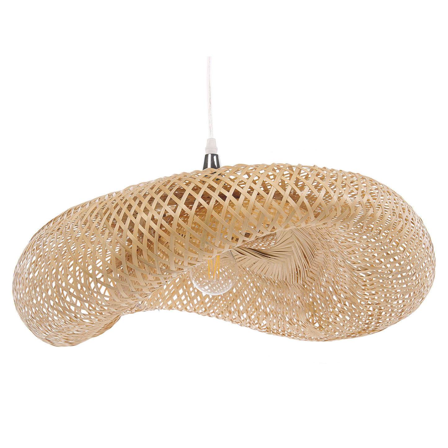Natural Bamboo Pendant Lamp With Irregular Shade for Boho Living Room Ambient Lighting