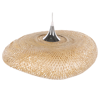 Natural Bamboo Pendant Lamp With Irregular Shade for Boho Living Room Ambient Lighting