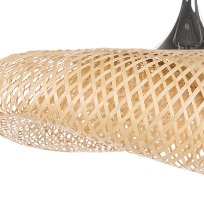 Natural Bamboo Pendant Lamp With Irregular Shade for Boho Living Room Ambient Lighting