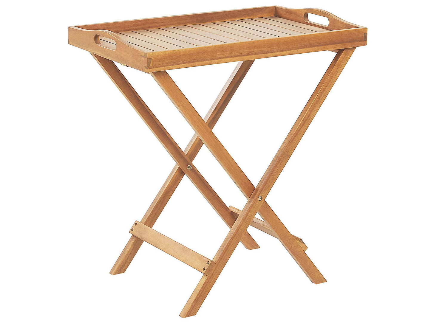 Outdoor Tea Table Light Brown Acacia 68 x 45 Foldable Tray