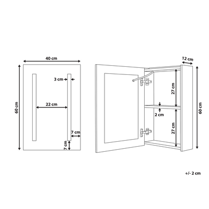 Bathroom Mirror Cabinet With LED White 40 x 60cm Modern