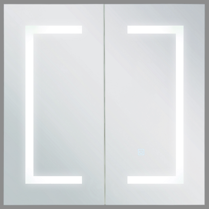Bathroom Mirror Cabinet 60 x 60 Two Hidden Shelves White