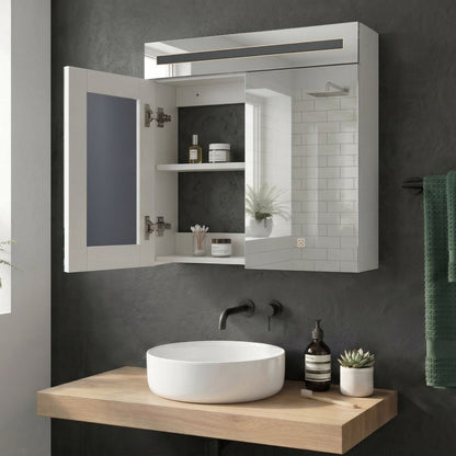 LED Mirror Cabinet 60 x 60cm White Modern