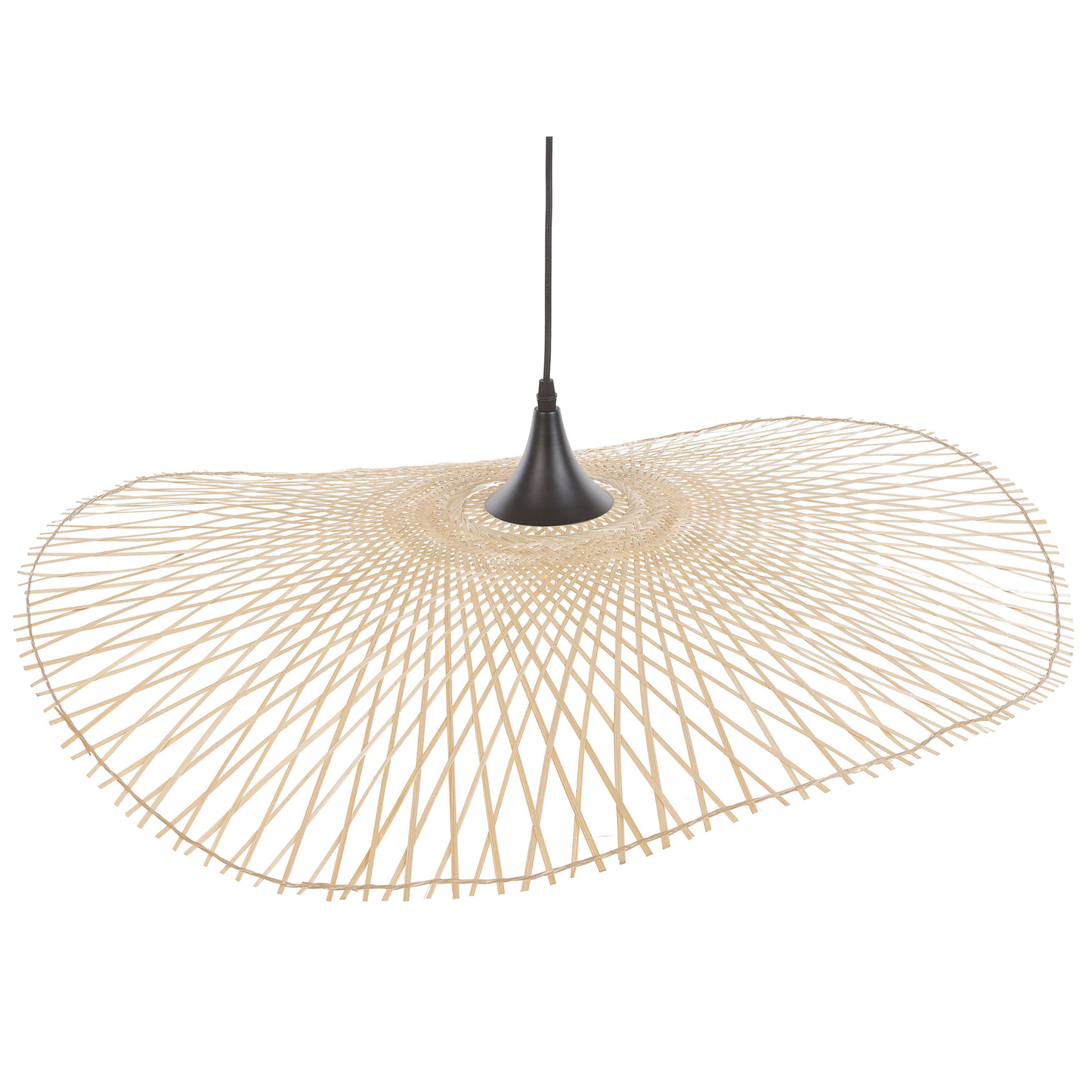Bamboo Light Brown Pendant Lamp 80cm Oval Shade Modern Hanging Ceiling Light Ambient Glow