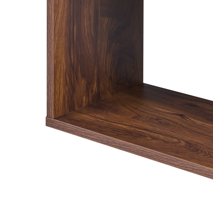 6 Tier Bookcase Dark Brown Open Back Storage Shelf With Irregular Design