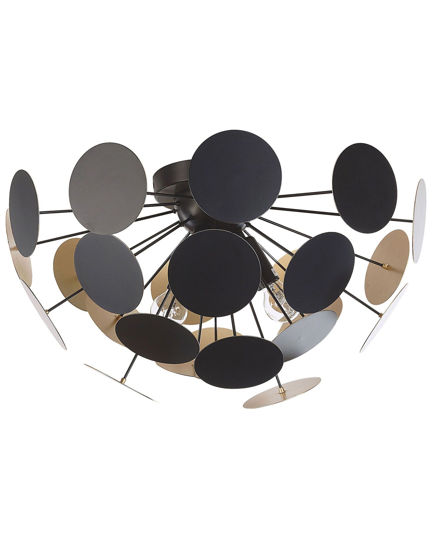 Ceiling Lamp Gold And Black Hemisphere 2 Light Industrial Deco