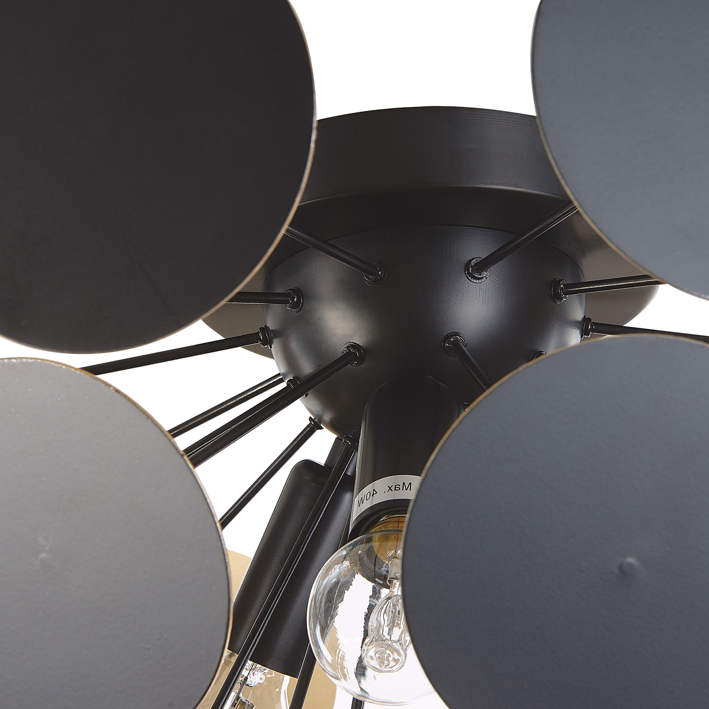 Ceiling Lamp Gold And Black Hemisphere 2 Light Industrial Deco