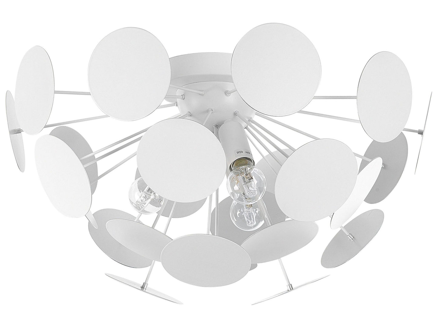 Pendant Lamp White Hemisphere Shade Circles 2 Light Bulbs