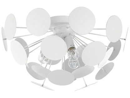 Pendant Lamp White Hemisphere Shade Circles 2 Light Bulbs