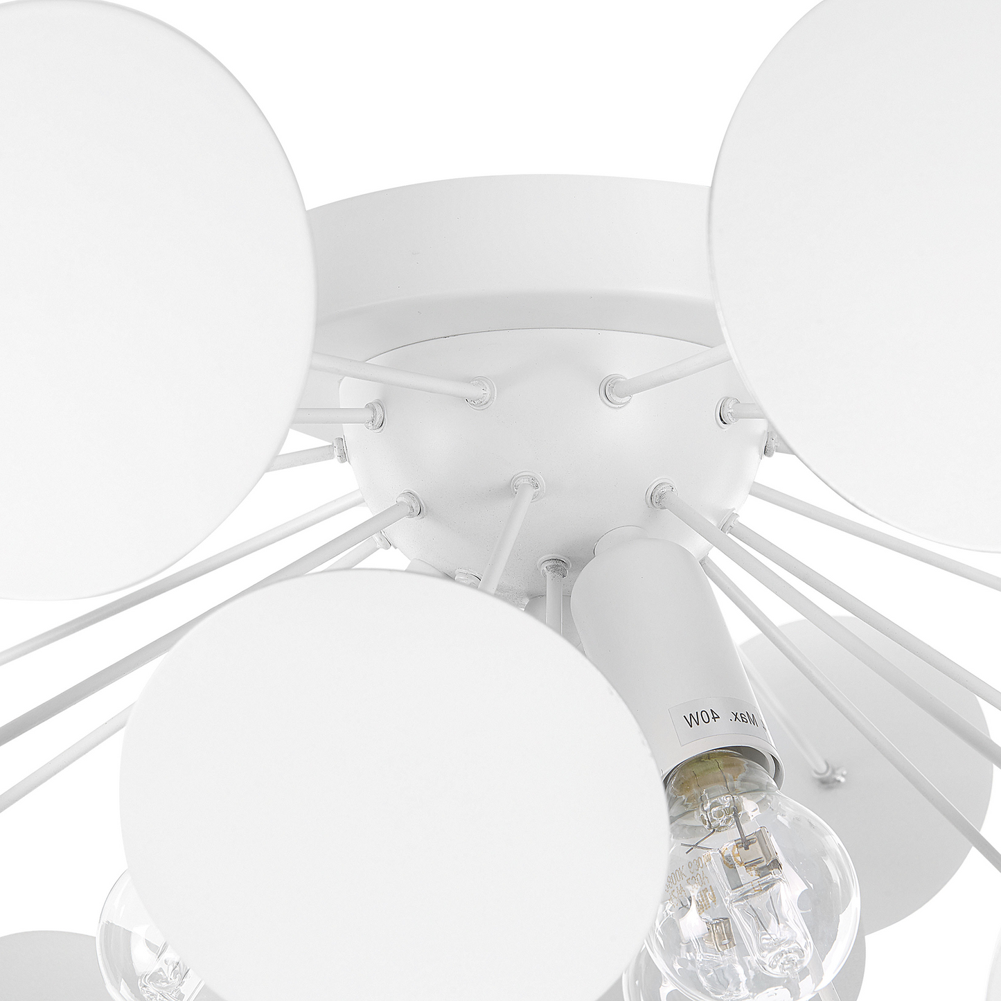 Pendant Lamp White Hemisphere Shade Circles 2 Light Bulbs