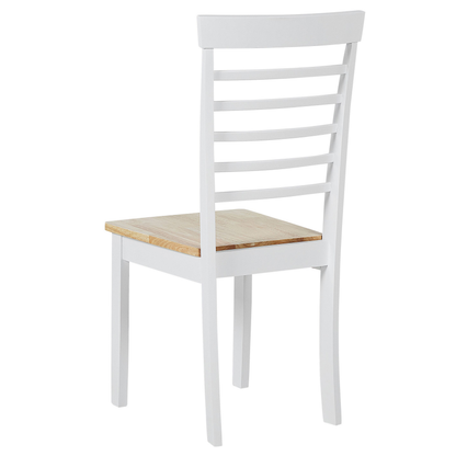 Set Of 2 Dining Chairs Light Brown White Rubber Wood Armless Ladder Back