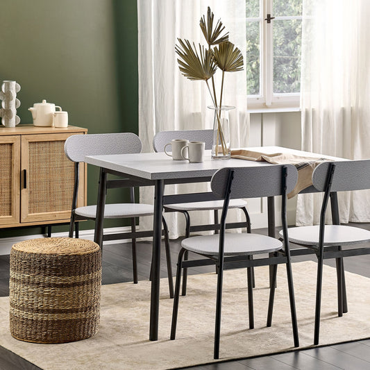 Dining Set 110 x 70cm Grey Table 4 Chairs Modern