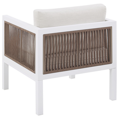 5 Seater Garden Sofa White and Brown Aluminium Cushioned Outdoor Set All Weather