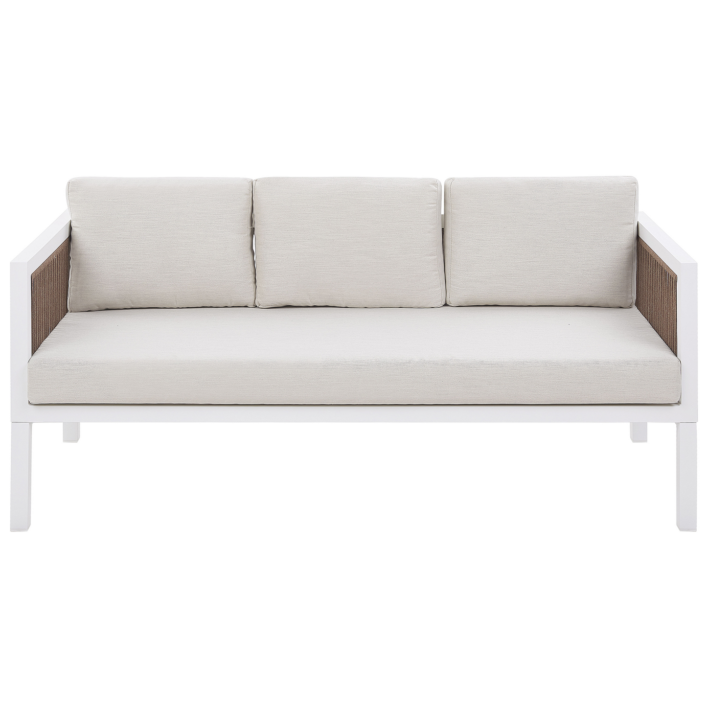 5 Seater Garden Sofa White and Brown Aluminium Cushioned Outdoor Set All Weather