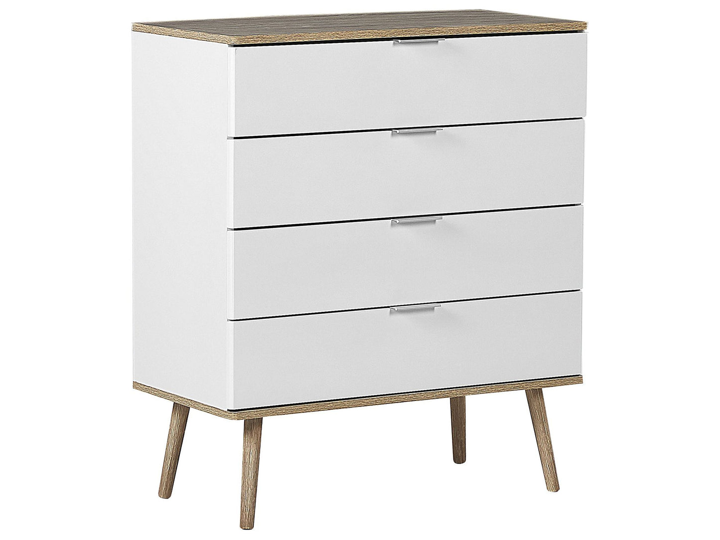 White Chest Of Drawers With 4 Drawers 93 x 79cm Scandinavian Style Storage Cabinet
