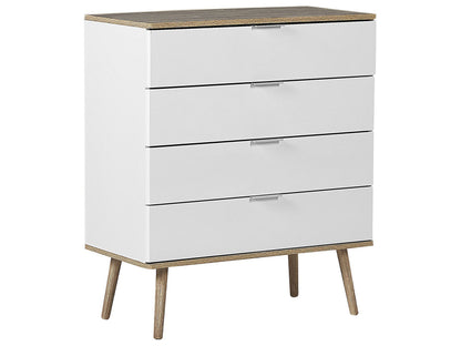 White Chest Of Drawers With 4 Drawers 93 x 79cm Scandinavian Style Storage Cabinet