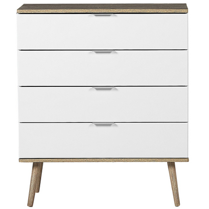 White Chest Of Drawers With 4 Drawers 93 x 79cm Scandinavian Style Storage Cabinet