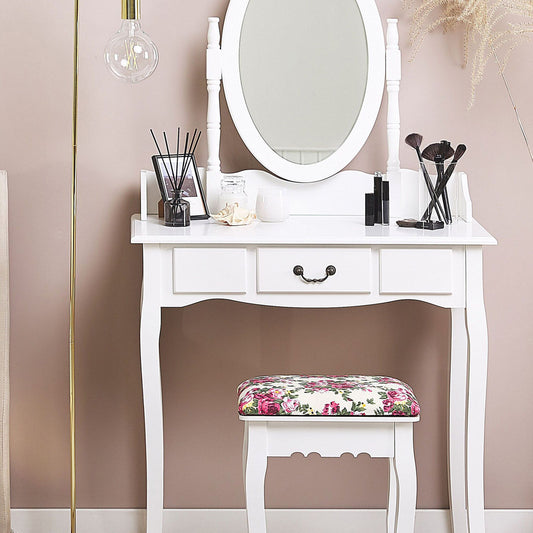 Dressing Table White Retro Drawer Set