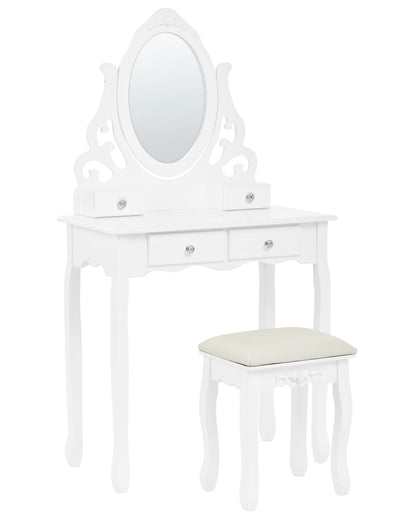 Dressing Table White With 4 Drawers And Adjustable Mirror For Living Room Scandinavian Design