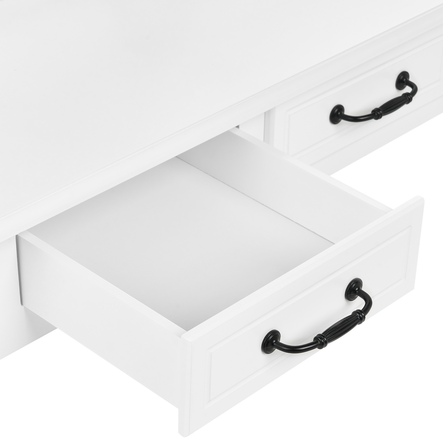 Home Dressing Table White 4 Drawers With Mirror