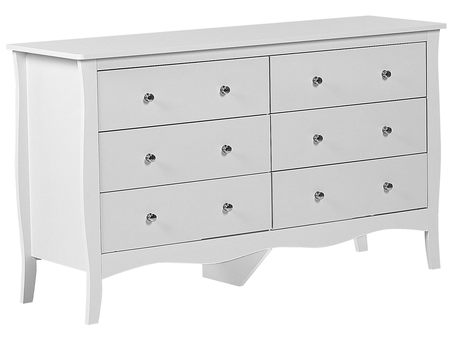 White Chest Of Drawers 6 Drawer Sideboard 75 by 130cm Modern French Style