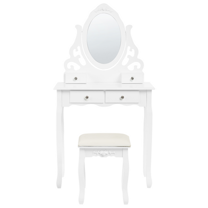 Dressing Table White With 4 Drawers And Adjustable Mirror For Living Room Scandinavian Design