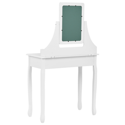 Home Dressing Table White 4 Drawers With Mirror