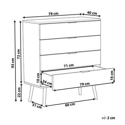 Chest of Drawers Black 4 Drawer 93 x 79cm