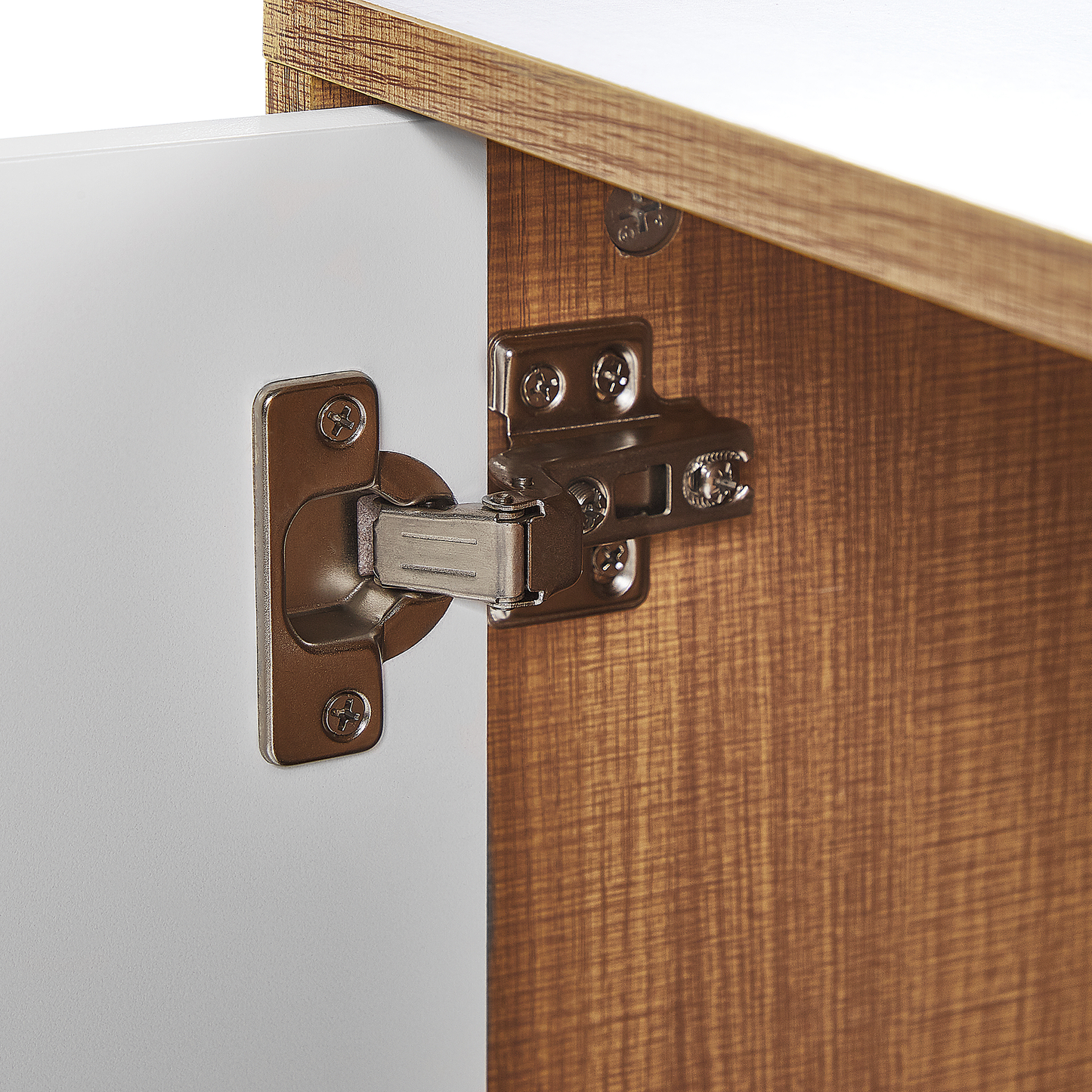 Sideboard Light Brown White Metal Legs 4 Doors 100 x 76cm