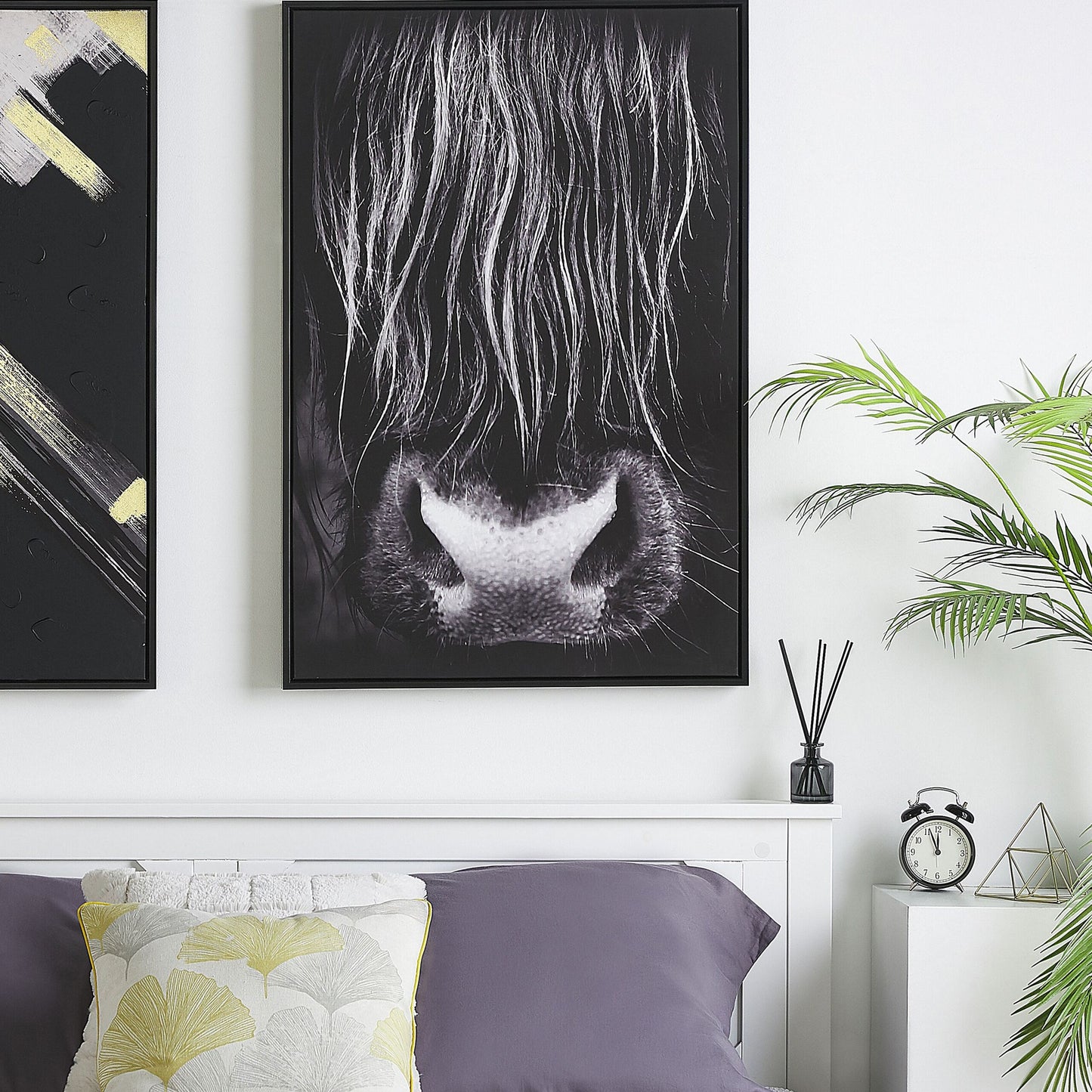 Bull Canvas Art Print Black 93x63 cm Modern Frame