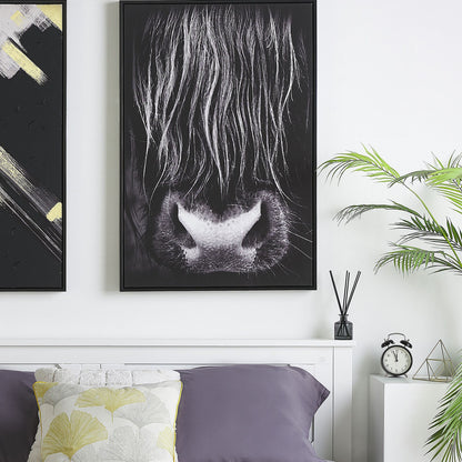Bull Canvas Art Print Black 93x63 cm Modern Frame