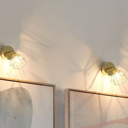 Wall Lamps Set Of 2 Gold Cage Shade Adjustable Modern